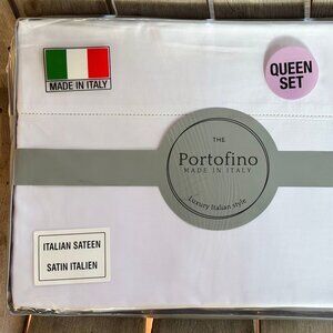 Portofino Italy Hemsticth QUEEN Size Sheet Set - Luxury Sateen Cotton
